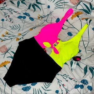 Neon one piece bathing suit new